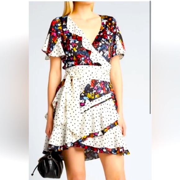 Tanya Taylor Dresses & Skirts - TANYA TAYLOR Bianka Ruffle Confetti Dot Wrap Dress